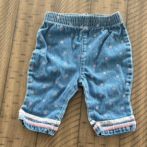 Little Wonders Blue Jeans with Pink Floral Accents